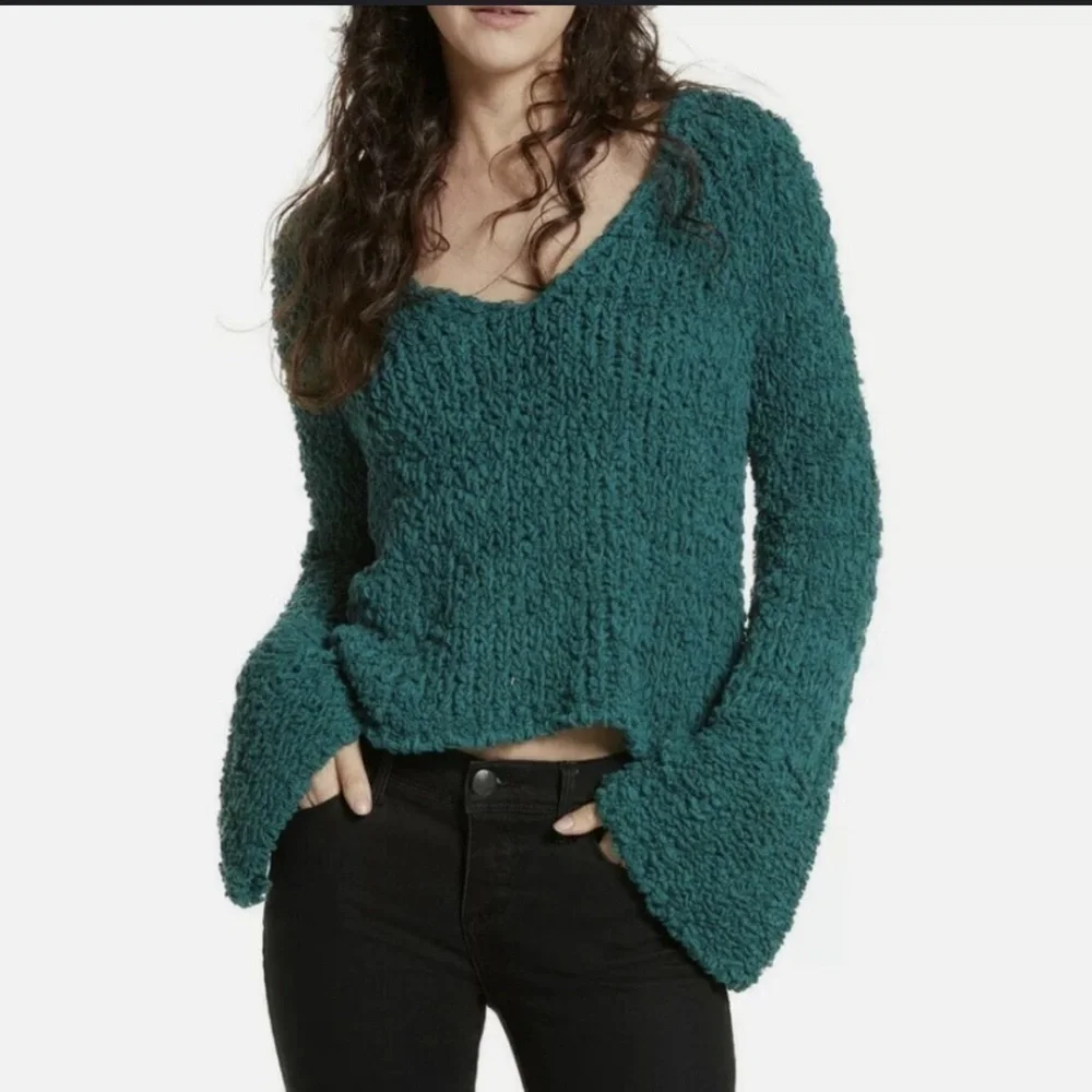 Free People, Sand Dune Sweater, Size Small in Teal